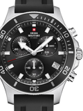Swiss Military by Chrono Roloi Xronogafos Batarias me Mavro Kaoutsouk Louraki SM34067.07