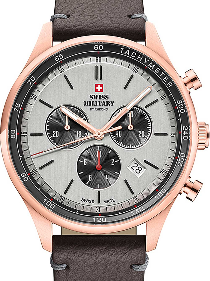 Swiss Military by Chrono Roloi Xronogafos Batarias me Ggri Dermatino Louraki SM34081.09