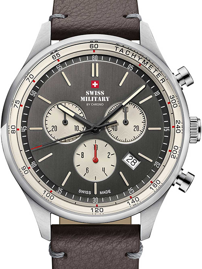 Swiss Military by Chrono Roloi Xronogafos Batarias me Kafe Dermatino Louraki SM34081.12