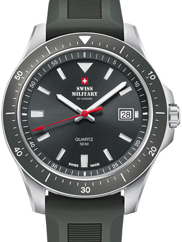 Swiss Military by Chrono Ρολόι Μπαταρίας με Γκρι Καουτσούκ Λουράκι SM34082.09