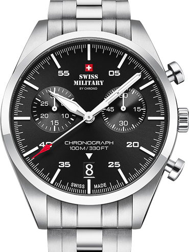 Swiss Military by Chrono Ρολόι Χρονογράφος Μπαταρίας με Ασημί Μεταλλικό Μπρασελέ SM34090.01