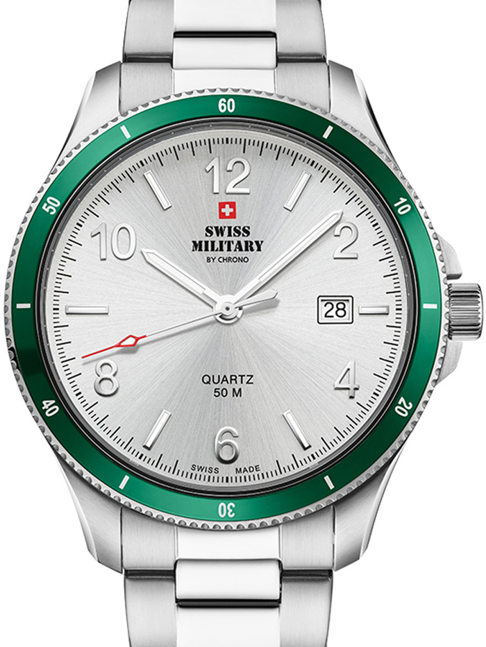 Swiss Military by Chrono Roloi Batarias me Asimi Metalliko Brasele SM34096.04