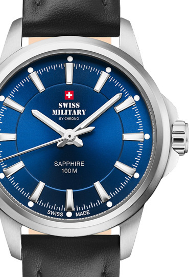 Swiss Military by Chrono Classic Ρολόι Μπαταρίας με Μαύρο Δερμάτινο Λουράκι SM34105.10