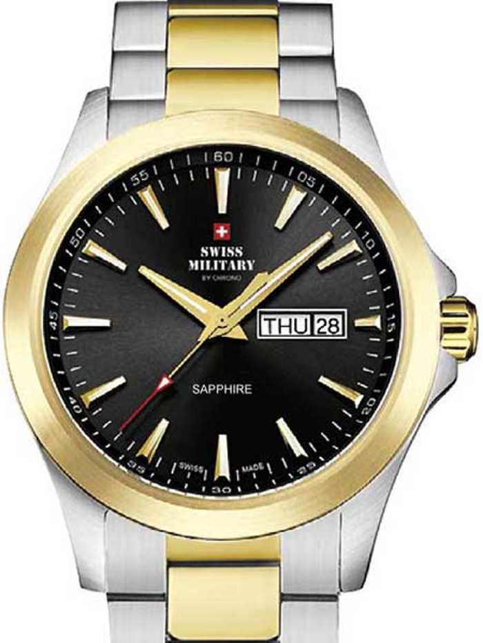 Swiss Military by Chrono Roloi Batarias me Xruso / Asimi Metalliko Brasele SMP36040.27