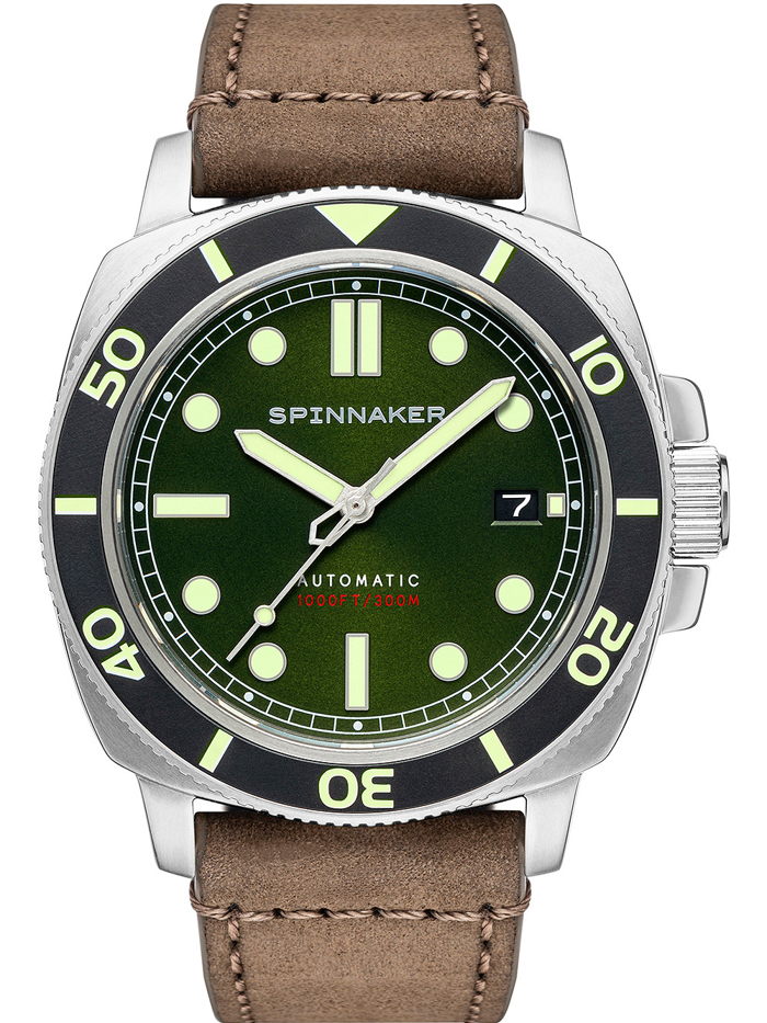 Spinnaker Hull Diver Roloi Aftomato me Kafe Dermatino Louraki SP-5088-03