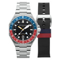 Spinnaker Dumas GMT Roloi Aftomato me Asimi Metalliko Brasele kai Mavro Kaoutsouk Louraki SP-5119-44