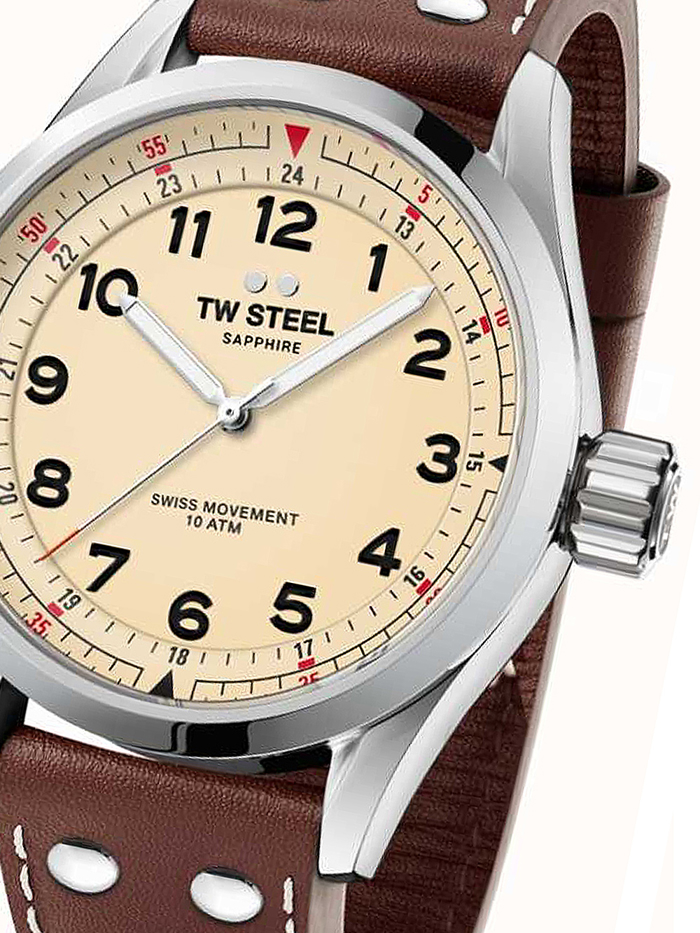TW-Steel Volante Roloi Batarias me Kafe Dermatino Louraki SVS101