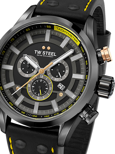 TW-Steel Fast Lane Limited Edition Ρολόι Χρονογράφος Μπαταρίας με Μαύρο Δερμάτινο Λουράκι SVS207
