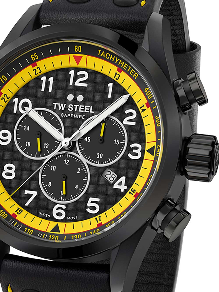 TW-Steel Coronel WTCR Special Edition Roloi Xronogafos Batarias me Mavro Dermatino Louraki SVS301