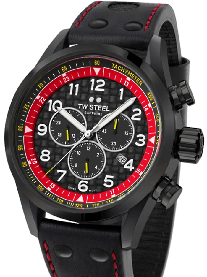 TW-Steel Volante Special Edition Roloi Xronogafos Batarias me Mavro Dermatino Louraki SVS303