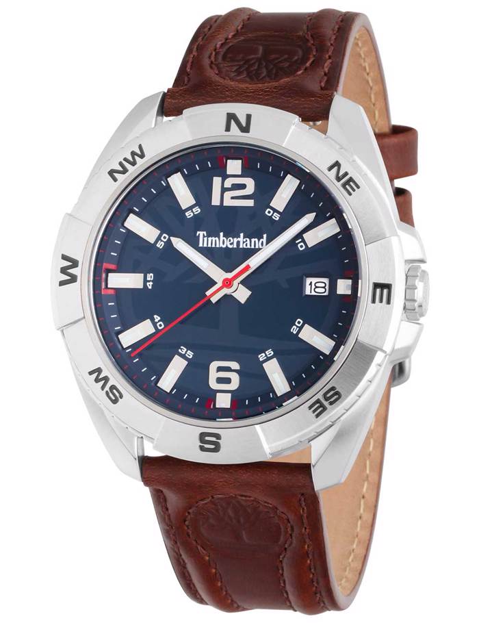 Timberland Millinocket Roloi Batarias me Kafe Dermatino Louraki TDWGB2202102