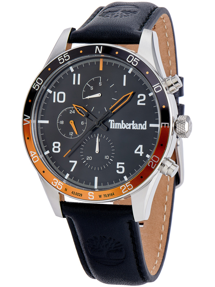 Timberland Chicopee Roloi Batarias me Mavro Dermatino Louraki TDWGF2100503