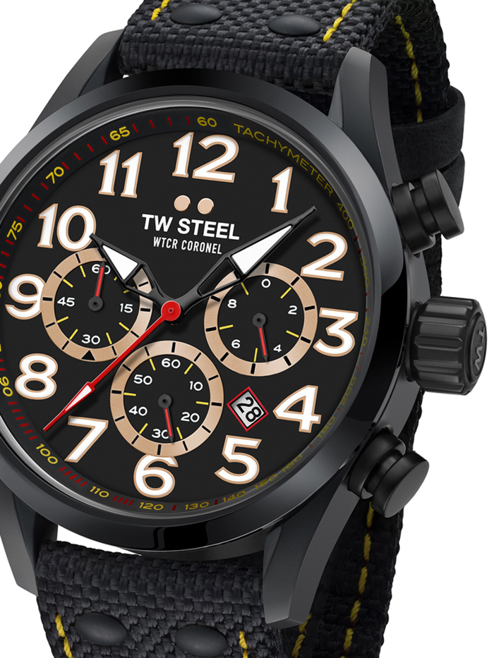 TW-Steel Boutse Ginionj WTCR Team Special Edition Roloi Xronogafos Batarias me Mavro ufasmatino Louraki TW978