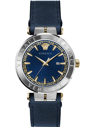 Versace Aion Ρολόι Μπαταρίας με Μπλε Δερμάτινο Λουράκι VE2G00221