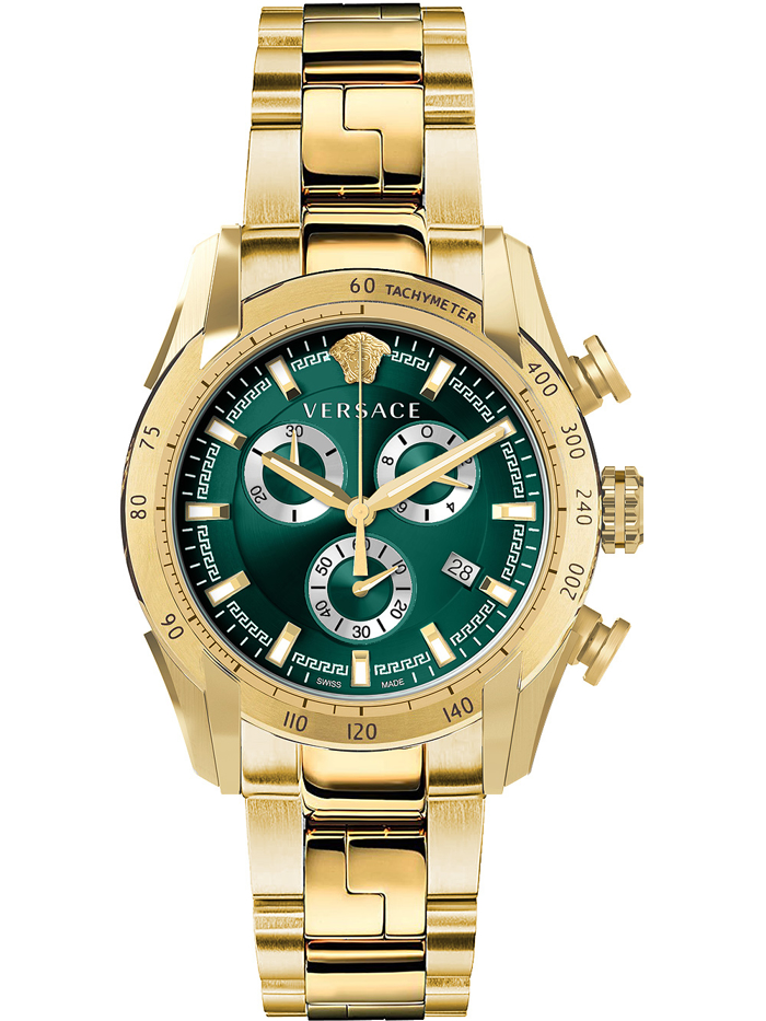 Versace V-Ray Roloi Xronogafos Batarias me Xruso Metalliko Brasele VE2I00621