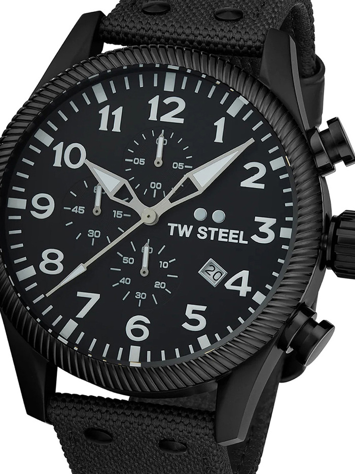TW-Steel Volante Roloi Xronogafos Batarias me Mavro ufasmatino Louraki VS113