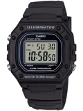 Casio Collection Roloi Batarias me Mavro Kaoutsouk Louraki W-218H-1AVEF