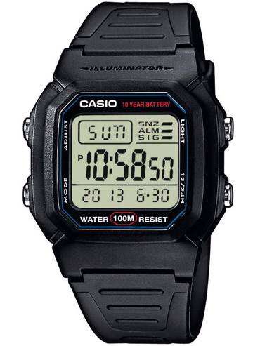 Casio Collection Ρολόι Μπαταρίας με Μαύρο Καουτσούκ Λουράκι W-800H-1AVES