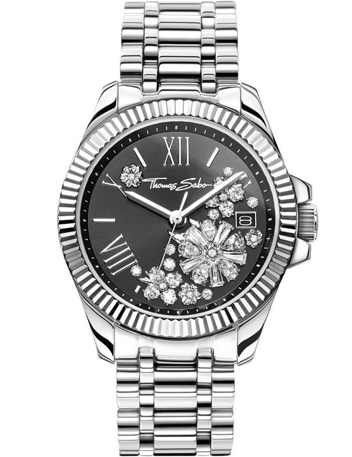 Thomas Sabo Divine Flower Roloi Batarias me Asimi Metalliko Brasele WA0421-201-201