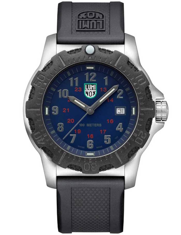 Luminox Manta Ray Steel Roloi Batarias me Mavro Kaoutsouk Louraki X2.2133