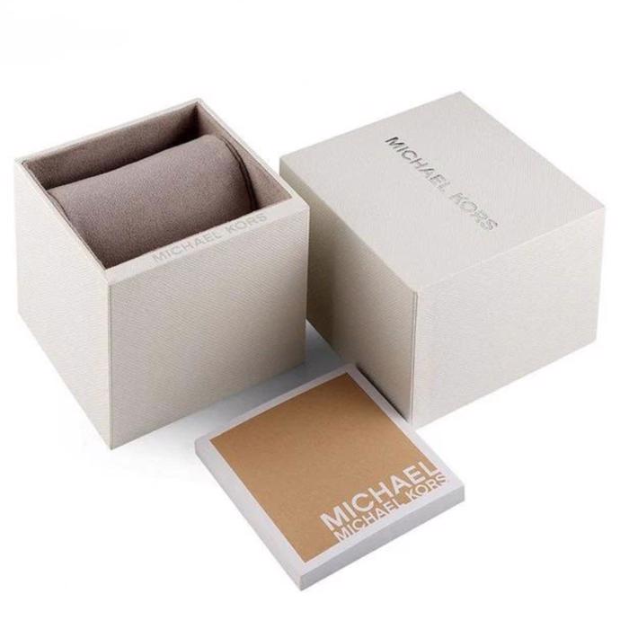 Michael Kors Slim Runway Roloi Batarias me Roz Xruso Metalliko Brasele MK3418