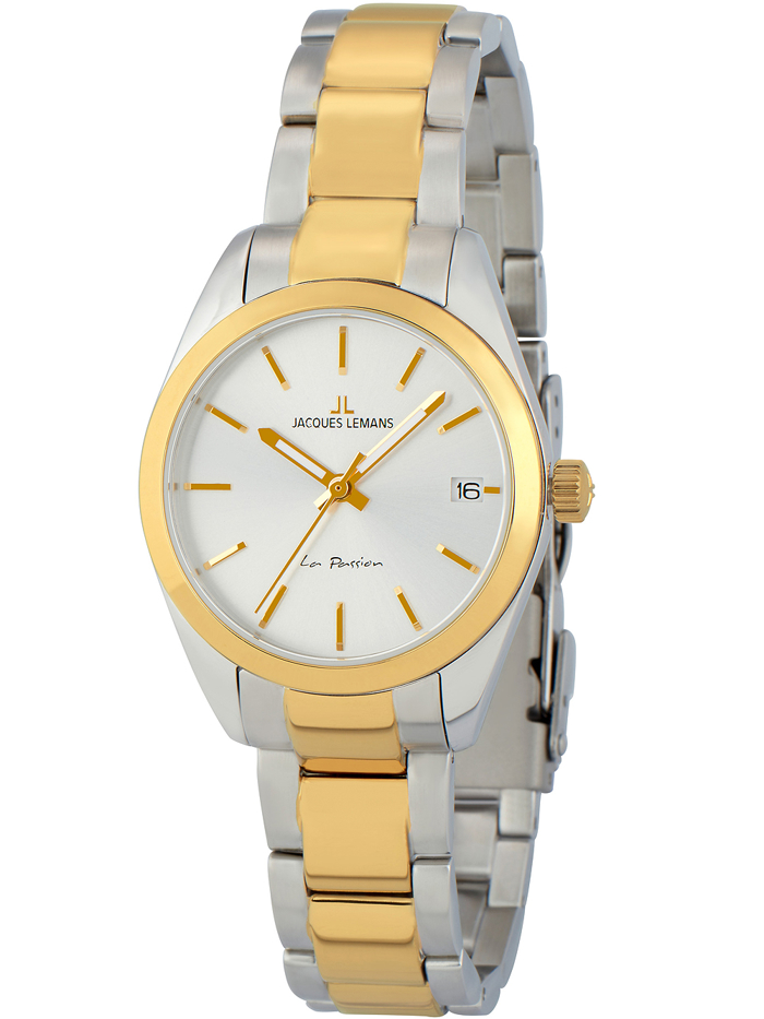 Jacques Lemans La Passion Roloi Batarias me Xruso / Asimi Metalliko Brasele 1-2084F