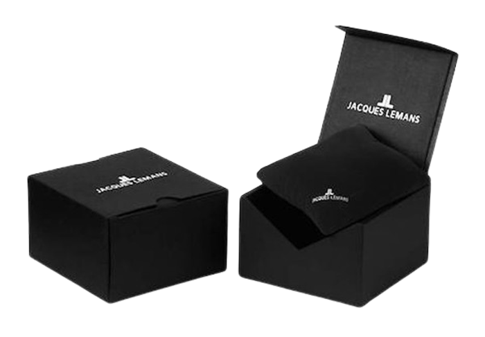 Jacques Lemans Liverpool Roloi Xronogafos Batarias me Mavro Kaoutsouk Louraki 1-2127C