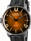 U-Boat Darkmoon Brown SS Soleil Roloi Batarias me Mavro Kaoutsouk Louraki 8703/B