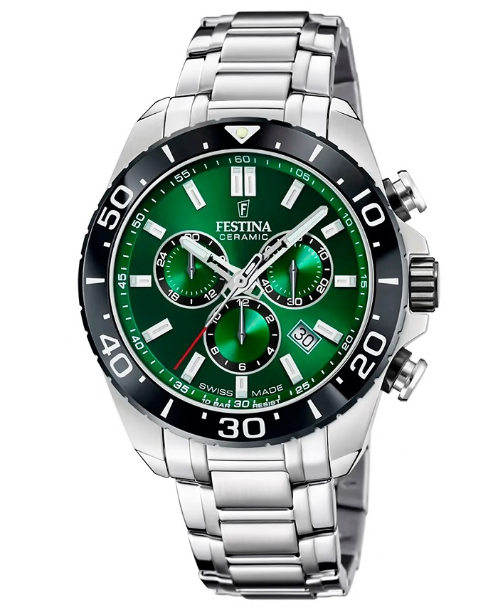 Festina Roloi Xronogafos Batarias me Asimi Metalliko Brasele F20042/3