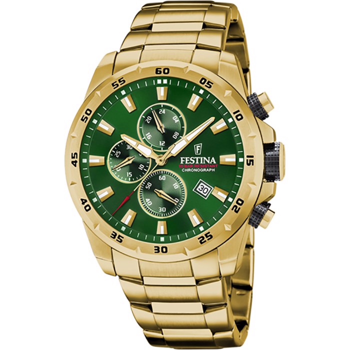 Festina Sport Roloi Xronogafos Batarias me Xruso Metalliko Brasele F20541/3