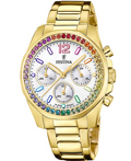 Festina Roloi Xronogafos Batarias me Xruso Metalliko Brasele F20609/2
