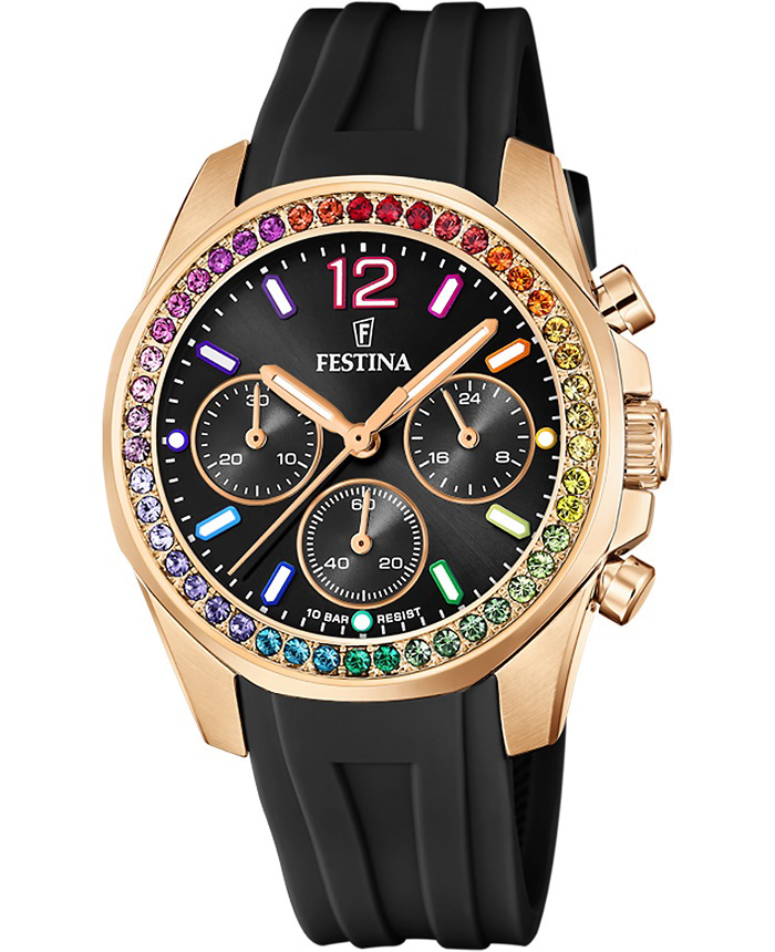 Festina Roloi Xronogafos Batarias me Mavro Kaoutsouk Louraki F20611/3