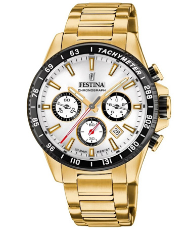 Festina Ρολόι Χρονογράφος Μπαταρίας με Χρυσό Μεταλλικό Μπρασελέ F20634/1