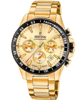 Festina Roloi Xronogafos Batarias me Xruso Metalliko Brasele F20634/6