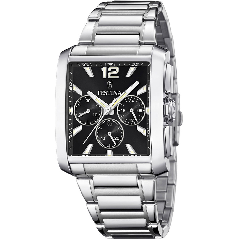 Festina Timeless Roloi Xronogafos Batarias me Asimi Metalliko Brasele F20635/4