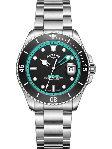 Rotary Henley Seamatic Ρολόι Αυτόματο με Ασημί Μεταλλικό Μπρασελέ GB05430/80