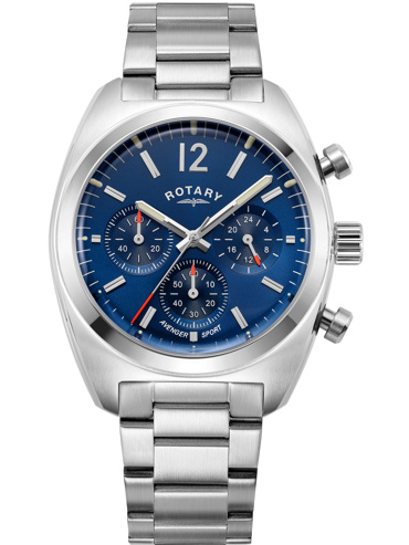 Rotary Avenger Sport Ρολόι Χρονογράφος Μπαταρίας με Ασημί Μεταλλικό Μπρασελέ GB05485/05
