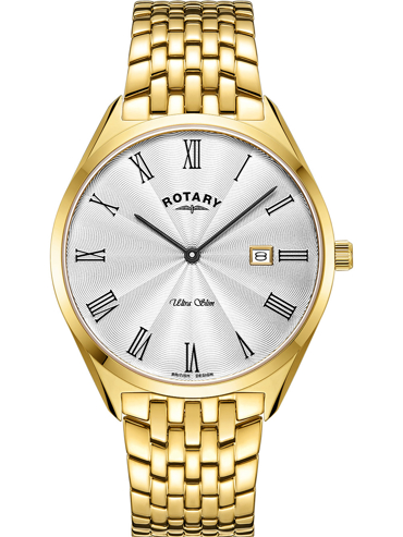 Rotary Ultra Slim Ρολόι Μπαταρίας με Χρυσό Μεταλλικό Μπρασελέ GB08013/01