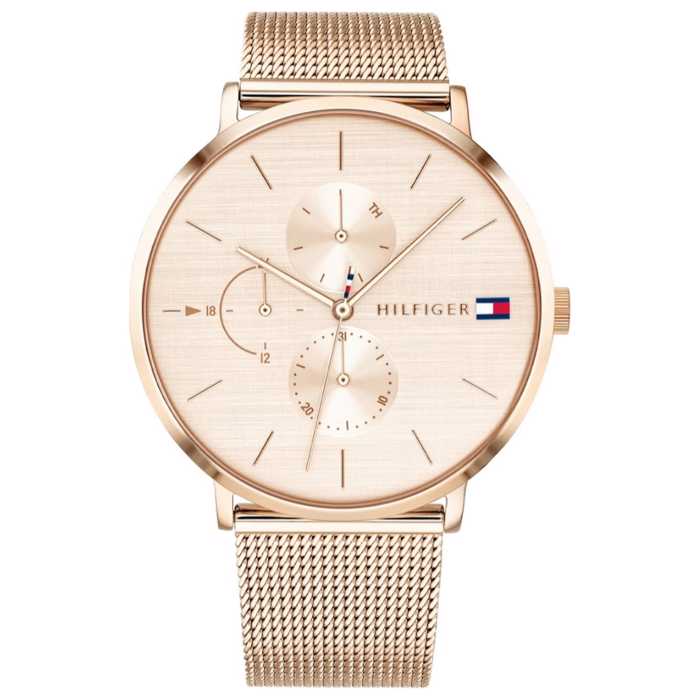 Tommy Hilfiger Jenna Roloi Batarias me Roz Xruso Metalliko Brasele 1781944