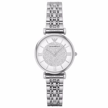 Emporio Armani Gianni T-Bar Crystals Ρολόι Μπαταρίας με Ασημί Μεταλλικό Μπρασελέ AR1925