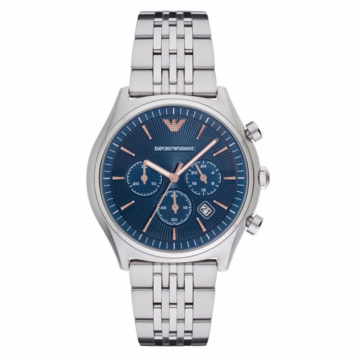 Emporio Armani Zeta Roloi Xronogafos Batarias me Asimi Metalliko Brasele AR1974