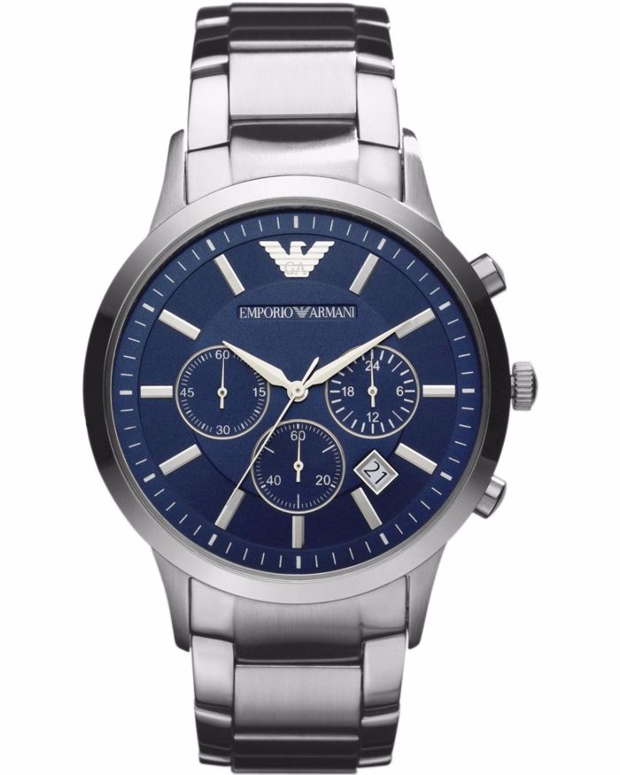 Emporio Armani Renato Roloi Xronogafos Batarias me Asimi Metalliko Brasele AR2448