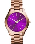 Michael Kors Slim Runway Roloi Batarias me Roz Xruso Metalliko Brasele MK3293